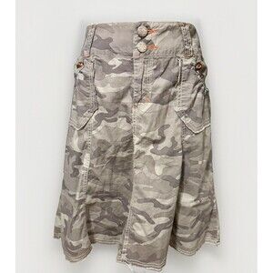 VTG Rewind Grey Camo Midi Cargo Skirt Y2K Utility Grunge Contrast Stitch Sz 7